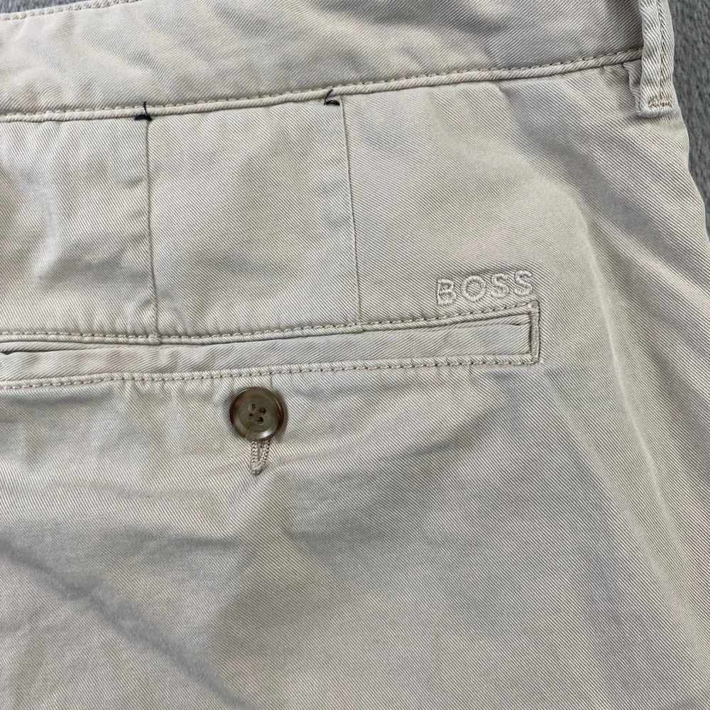 Hugo Boss Chinos Mens 38R Beige Crigan Regular Fit Stretch Khaki Trousers Preppy